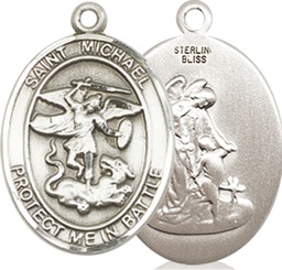 [1172SS] Sterling Silver Saint Michael Guardian Angel Medal