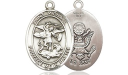 [1172SS2] Sterling Silver Saint Michael Army Medal