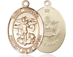 [1173GF2] 14kt Gold Filled Saint Michael Army Medal
