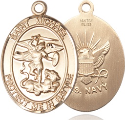 [1173GF6] 14kt Gold Filled Saint Michael Navy Medal