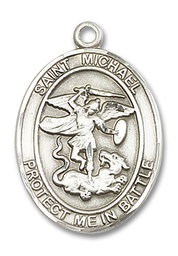 [1173SS] Sterling Silver Saint Michael Guardian Angel Medal