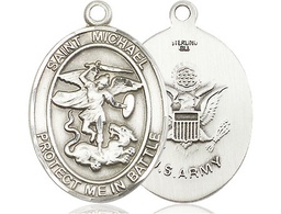 [1173SS2] Sterling Silver Saint Michael Army Medal