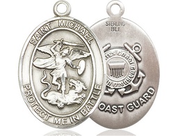 [1173SS3] Sterling Silver Saint Michael Coast Guard Medal
