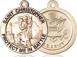 [1174GF2] 14kt Gold Filled Saint Christopher Army Medal