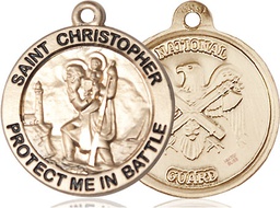 [1174GF5] 14kt Gold Filled Saint Christopher National Guard Medal