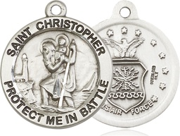 [1174SS1] Sterling Silver Saint Christopher Air Force Medal