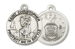 [1174SS1] Sterling Silver Saint Christopher Air Force Medal