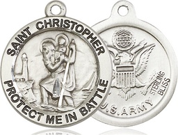 [1174SS2] Sterling Silver Saint Christopher Army Medal