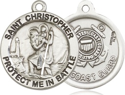 [1174SS3] Sterling Silver Saint Christopher Coast Guard Medal