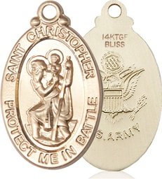 [1175GF2] 14kt Gold Filled Saint Christopher Army Medal