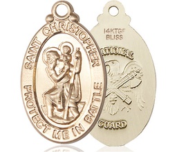 [1175GF5] 14kt Gold Filled Saint Christopher National Guard Medal
