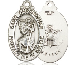 [1175SS2] Sterling Silver Saint Christopher Army Medal