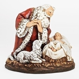 [RO-130035] 8&quot;Kneeling Santa W/Sleep Babe - Christmas