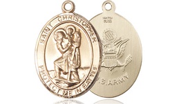 [1176GF2] 14kt Gold Filled Saint Christopher Army Medal