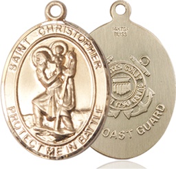[1176GF3] 14kt Gold Filled Saint Christopher Coast Guard Medal