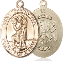 [1176GF5] 14kt Gold Filled Saint Christopher National Guard Medal