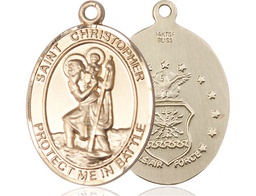[1177GF1] 14kt Gold Filled Saint Christopher Air Force Medal
