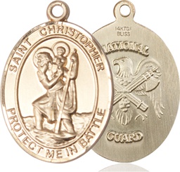[1177GF5] 14kt Gold Filled Saint Christopher National Guard Medal