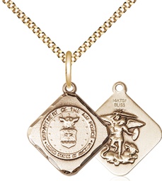 [1180GF1/18G] 14kt Gold Filled Air Force Diamond Pendant on a 18 inch Gold Plate Light Curb chain
