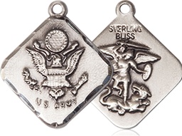 [1180SS2] Sterling Silver Army Diamond Medal
