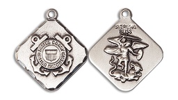 [1180SS3] Sterling Silver Coast Guard Diamond Medal