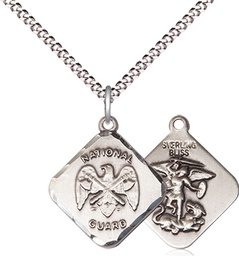 [1180SS5/18S] Sterling Silver National Guard Diamond Pendant on a 18 inch Light Rhodium Light Curb chain