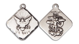 [1180SS6] Sterling Silver Navy Diamond Medal