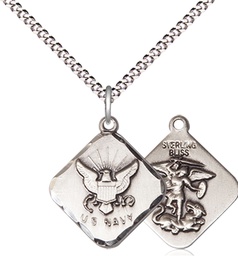 [1180SS6/18S] Sterling Silver Navy Diamond Pendant on a 18 inch Light Rhodium Light Curb chain