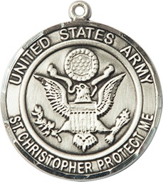 [1182SS2] Sterling Silver Army St Christopher Medal