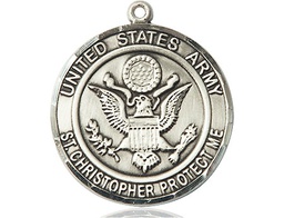 [1182SS2] Sterling Silver Army St Christopher Medal