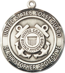 [1182SS3] Sterling Silver Coast Guard St Christopher Medal
