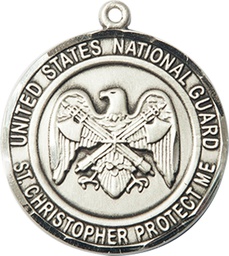 [1182SS5] Sterling Silver National Guard St Christopher Medal