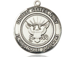 [1182SS6] Sterling Silver Navy St Christopher Medal