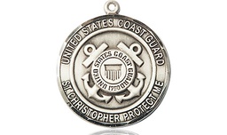 [1183SS3] Sterling Silver Coast Guard St Christopher Medal