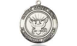 [1183SS6] Sterling Silver Navy St Christopher Medal