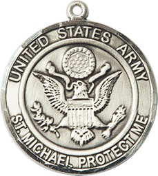[1184SS2] Sterling Silver Army St Michael Medal