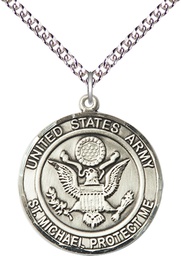 [1184SS2/24SS] Sterling Silver Army St Michael Pendant on a 24 inch Sterling Silver Heavy Curb chain