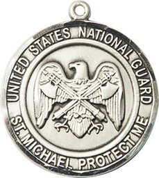 [1184SS5] Sterling Silver National Guard St Michael Medal