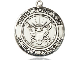 [1184SS6] Sterling Silver Navy St Michael Medal