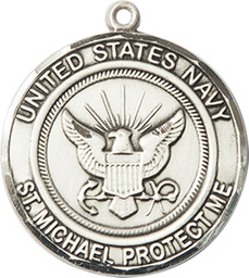 [1184SS6] Sterling Silver Navy St Michael Medal
