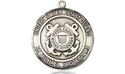 [1185SS3] Sterling Silver Coast Guard St Michael Medal