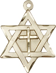 [1210YGF] 14kt Gold Filled Star of David w/ Cross Medal