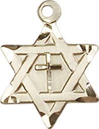 [1211YGFY] 14kt Gold Filled Star of David w/ Cross Medal