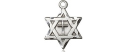 [1211YSS] Sterling Silver Star of David w/ Cross Medal