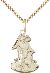 [1251GF/18G] 14kt Gold Filled Guardian Angel Pendant on a 18 inch Gold Plate Light Curb chain