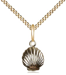 [1260GF/18G] 14kt Gold Filled Shell Pendant on a 18 inch Gold Plate Light Curb chain