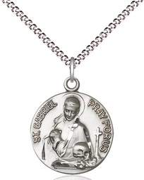 [1363SS/18S] Sterling Silver Saint Gabriel of the Blessed Virgin Pendant on a 18 inch Light Rhodium Light Curb chain