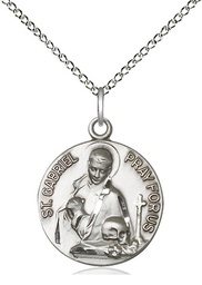 [1363SS/18SS] Sterling Silver Saint Gabriel of the Blessed Virgin Pendant on a 18 inch Sterling Silver Light Curb chain