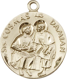 [1368GF] 14kt Gold Filled Saints Cosmas &amp; Damian Medal