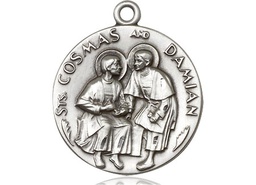 [1368SS] Sterling Silver Saints Cosmas &amp; Damian Medal